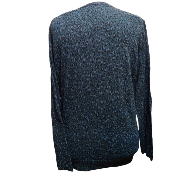Amazon Essentials XL Navy Blue Leopard Print Sweater V Neck Long Sleeve Pullover - Picture 4 of 12